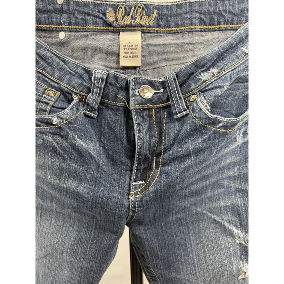 Red Rivet Jeans Women’s 11 Bootcut Blue Denim Fleur De Lis Rhinestone Pockets - Picture 8 of 16